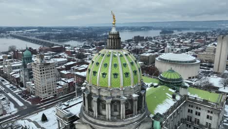 Pennsylvania-capitol-dome-covered-in-snow-on-winter-day