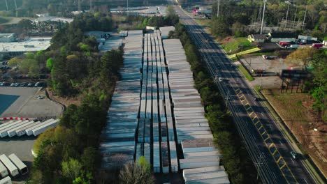 Huge-parking-lot-of-semi-trailers-in-South-Atlana,-Georgia,-USA