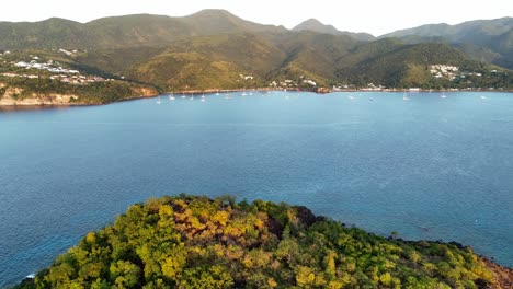 Exploring-the-Cousteau-Reserve:-Aerial-Views-of-Marine-Splendor-in-Guadeloupe,-Captured-in-60fps