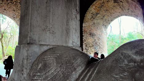 Nanjing---The-Tablet-Pavilion,-or-Sifang-Cheng,-near-the-entrance,-features-a-grand-tablet-by-Emperor-Zhu-Di-of-the-Ming-Dynasty