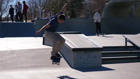 Skater-rides-a-hubba-and-does-a-kickflip-out