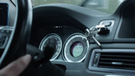 Cool-grey-monochrome-shot-of-modern-vehicle-dash-board-instruments