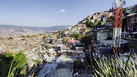 Picturesque-sightseeing-mountain-view-houses-at-comuna-13-medellin-colombia-latin-american-lifestyle