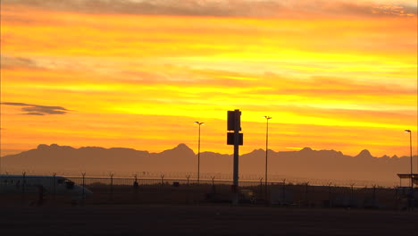 Early-morning-at-Cape-Town-International-Airport,-with-a-beautiful-sunrise