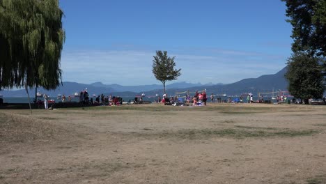 Kitsilano-beach-grassy-area,-picnic-area