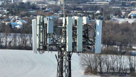 Close-up-of-telecommunication-cell-tower-in-USA