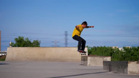 Man-does-a-grind-on-the-skateboard-ledge