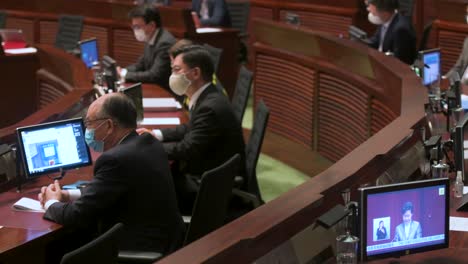 Lawmakers-listen-ti-Carrie-Lam,-former-Hong-Kong-chief-executive,-delivering-the-annual-policy-address-at-Legislative-Council-Chamber-in-Hong-Kong