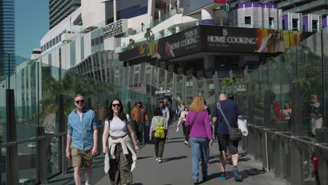 People,-Tourists-Walking-Over-las-vegas-pedestrian-overpass