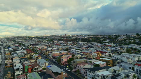 Aerial-panoramic-cityscape-drone-at-walnut-creek-California-City-American-town-establishing-shot-streets-at-daylight-skyline