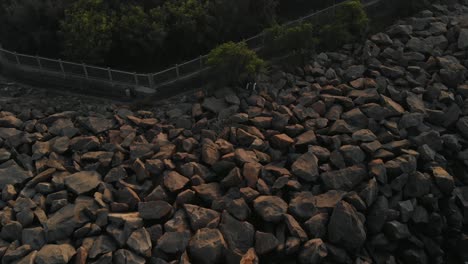 Aerial-Over-Waves-To-Reveal-Shore-Temple-In-Chennai