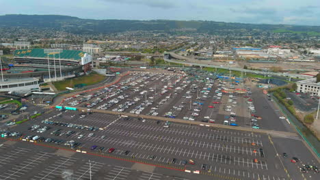 Oakland-Athletics-Baseball-team-boycott-as-fans-tailgate-in-the-parking-lot---aerial