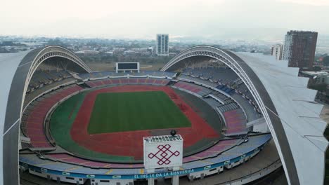 Drone-Shot-of-Costa-Rica-National-Soccer-Stadium-on-Cloudy-Day