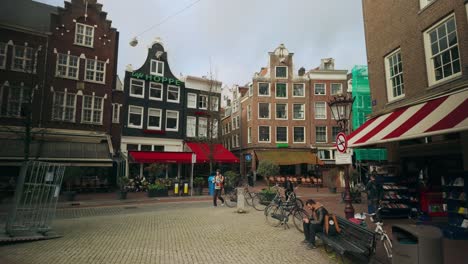 Famous-Dutch-canal-houses-architecture-at-Spui-square-in-Amsterdam-Netherlands