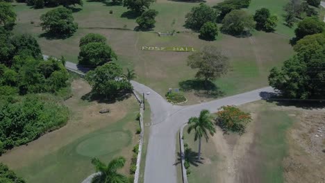 Aerial-Drone-shot-approaching-Rose-Hall-in-Jamaica