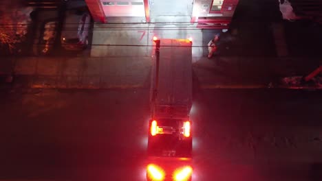 Fireman-Parked-The-Fire-Truck-At-The-Fire-Station-At-Night-In-Montreal,-Canada