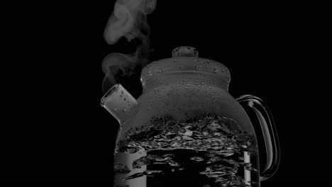 Water-bubbles-into-a-transparent-pot,-boiling-water-for-a-tea-ceremony-with-a-glass-teapot