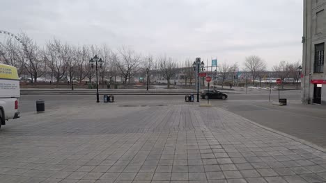 Early-morning-walk-at-Place-Jacques-Cartier-in-Montreal-on-a-cloudy-day