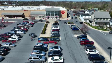 Aerial-shot-of-busy-Target-parking-lot