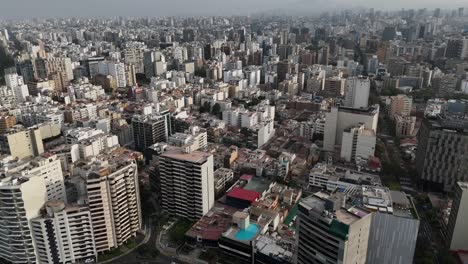 Aerial-drone-morning-footage-of-Lima-skyline,-the-capital-city-of-Peru-in-South-America-Miraflores-Chorrillos-Barranco-Malecón-de-Miraflores-cliffs