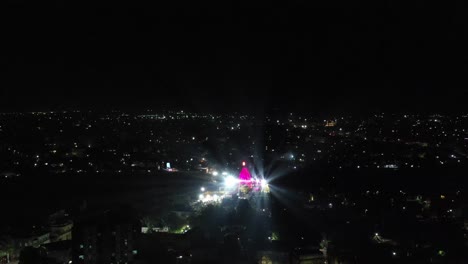 Aerial-drone-view-will-fire-crackers-in-the-drone-camera-and-lighting-show-of-Mahadev-temple-is-happening