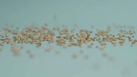 Sesame-seeds-falling-on-blue-background