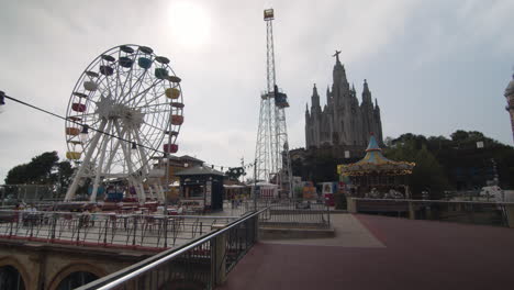 Tibidabo-amusement-park-in-Barcelona,-Spain