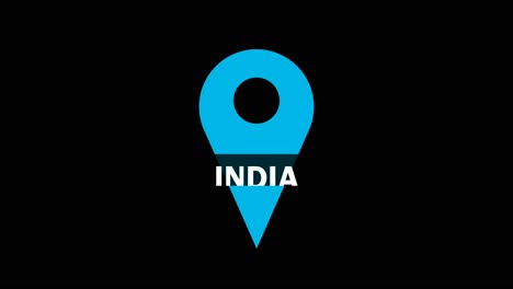 Indien-Standort-Logo-Animation-Auf-Schwarzem-Hintergrund