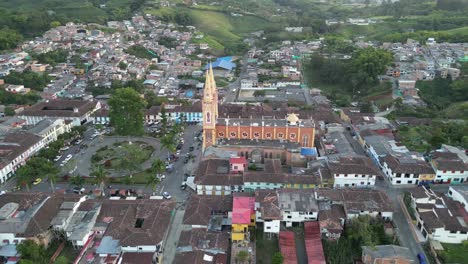 Church-and-central-park-of-the-andean-town-of-Marsella-in-the-department-of-Risaralda-in-the-Colombian-Coffee-Triangle