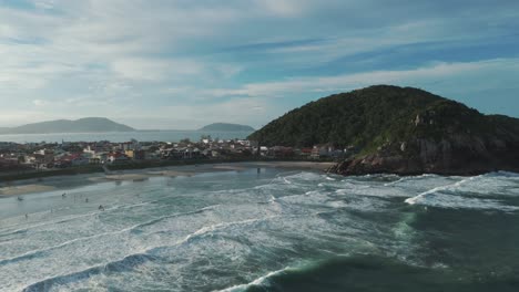 Behold-the-breathtaking-aerial-view-of-Prainha,-a-stunning-beach-located-in-Santa-Catarina,-Brazil