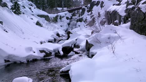 Panorámica-Aérea-De-Corriente-De-Agua-Y-Cascada,-Eagle-Falls,-Desierto-De-Desolación,-Lake-Tahoe,-California