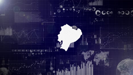 Unternehmenshintergrund-Des-Landes-Ecuador-Mit-Abstrakten-Elementen-Von-Datenanalysediagrammen.-Ich-Zeige-Ein-Technologisches-Video-Zur-Datenanalyse-Mit-Globus,-Wachstum,-Grafiken-Und-Statistischen-Daten-Des-Landes-Ecuador.