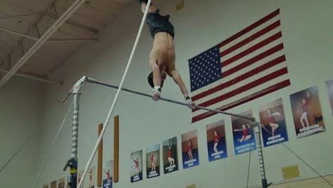 Gymnast-does-a-high-bar-routine