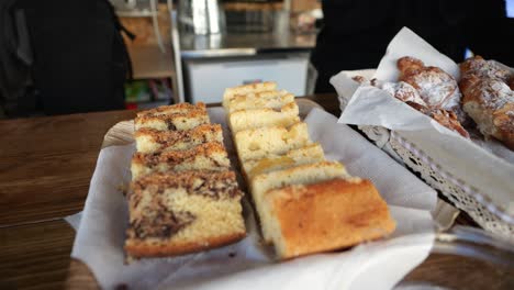 Assorted-Breads-Showcased-at-a-Café-inTel-Aviv-Jaffa,-Israel---Close-Up