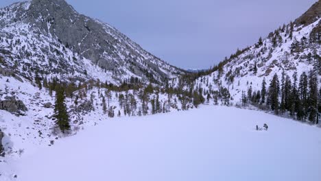 Aerial-view-of-Eagle-Lake-and-distant-mountains,-Desolation-Wilderness,-Lake-Tahoe,-California