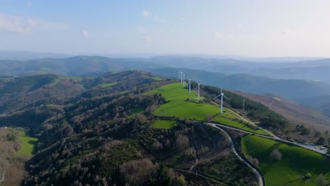 Scenic-Aerial-View-Of-Fonsagrada-Wind-Farm-In-Castroverde,-Lugo,-Galicia,-Spain
