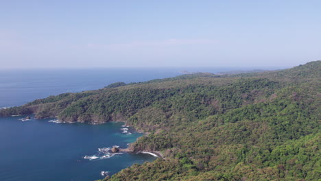 Slow-establishing-shot-of-the-dense-tropical-rainforest-at-Cebaco-Island