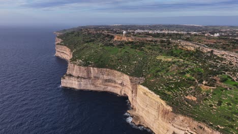 Aerial-view-of-Dingli-Cliffs-on-Malta's-Mediterranean-Coastline