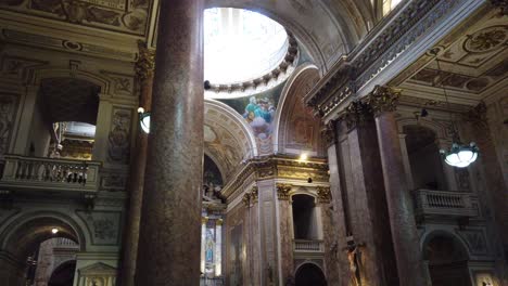 Sacred-architecture-of-Basilica-san-jose-de-flores-eclectic-christian-church-marble-roofs-and-balconies-with-intricate-details,-buenos-aires-city-travel-destination-of-argentina,-south-america