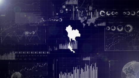 Unternehmenshintergrund-Des-Landes-Thailand-Mit-Abstrakten-Elementen-Von-Datenanalysediagrammen.-Ich-Zeige-Ein-Technologisches-Video-Zur-Datenanalyse-Mit-Globus,-Wachstum,-Grafiken-Und-Statistischen-Daten-Des-Landes-Thailand.