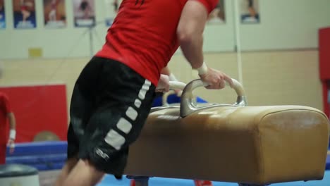 Gymnastics-event-routine-on-the-pommel-horse