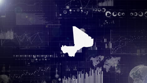 Unternehmenshintergrund-Des-Landes-Mali-Mit-Abstrakten-Elementen-Von-Datenanalysediagrammen.-Ich-Zeige-Ein-Technologisches-Video-Zur-Datenanalyse-Mit-Globus,-Wachstum,-Grafiken-Und-Statistischen-Daten-Des-Landes-Mali