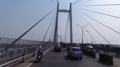 Motion-shot-of-crossing-river-bridge