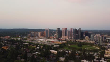 Drone-Footage-of-Downtown-Bellevue,-Washington