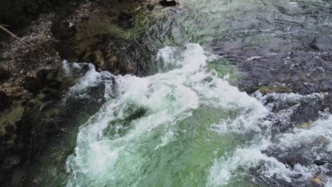 Wild-river-with-a-small-waterfall,-suitable-for-kayaking-and-canoeing,-drone-flight