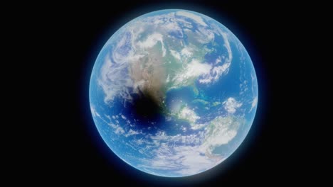 A-beautiful-3d-planet-earth-animation-concept,-visualizing-the-April-8th,-2024-solar-eclipse,-as-seen-from-high-in-orbit-above-planet-Earth