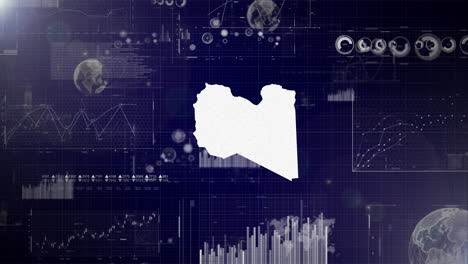 Antecedentes-Corporativos-Del-País-De-Libia-Con-Elementos-Abstractos-De-Gráficos-De-Análisis-De-Datos-Que-Muestran-Videos-Tecnológicos-De-Análisis-De-Datos-Con-Globo-Terráqueo,-Crecimiento,-Gráficos-Y-Datos-Estadísticos-Del-País-De-Libia