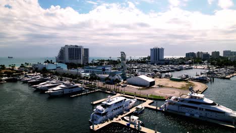 Gorgeous-drone-shot-of-yachts-and-boats-docked-in-ft