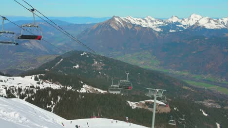 Ski-Lift-Traveling-Across-French-Alps-In-Flaine-Ski-Resort-In-France