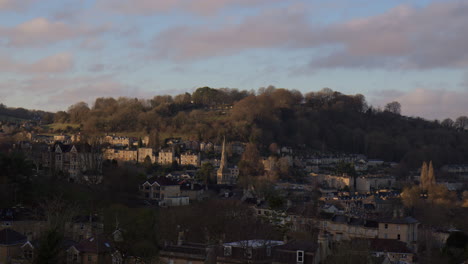 Georgianische-Stadt-Bath-In-England-Bei-Sonnenuntergang---Weitwinkelaufnahme